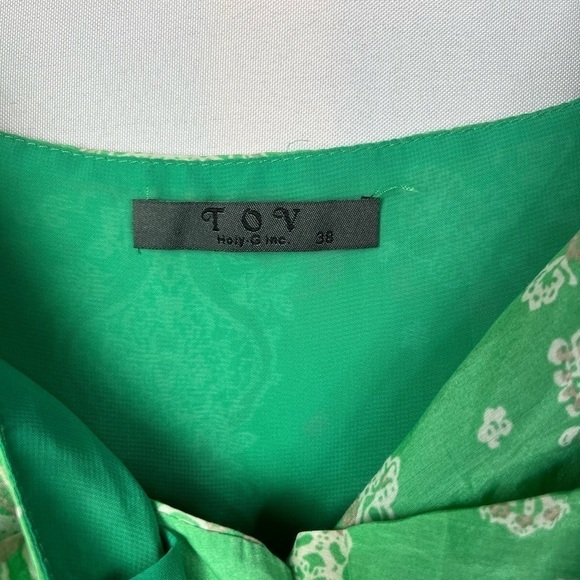 Modcloth TOV Green Floral Vintage Inspired Drop Waist Fit & Flare Dress 38 / S - Picture 3 of 4